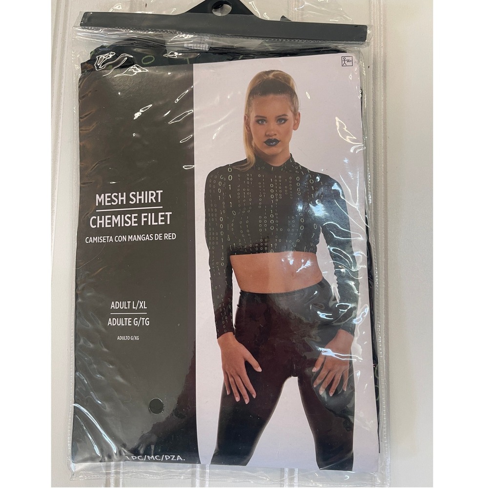 Amscan Suit Yourself Matrix Mesh Shirt Binary Code Costume Black Womens L/XL